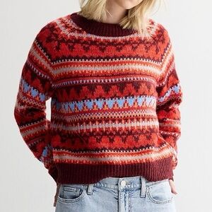 Festive Raglan Pullover Knit Sweater with Designs